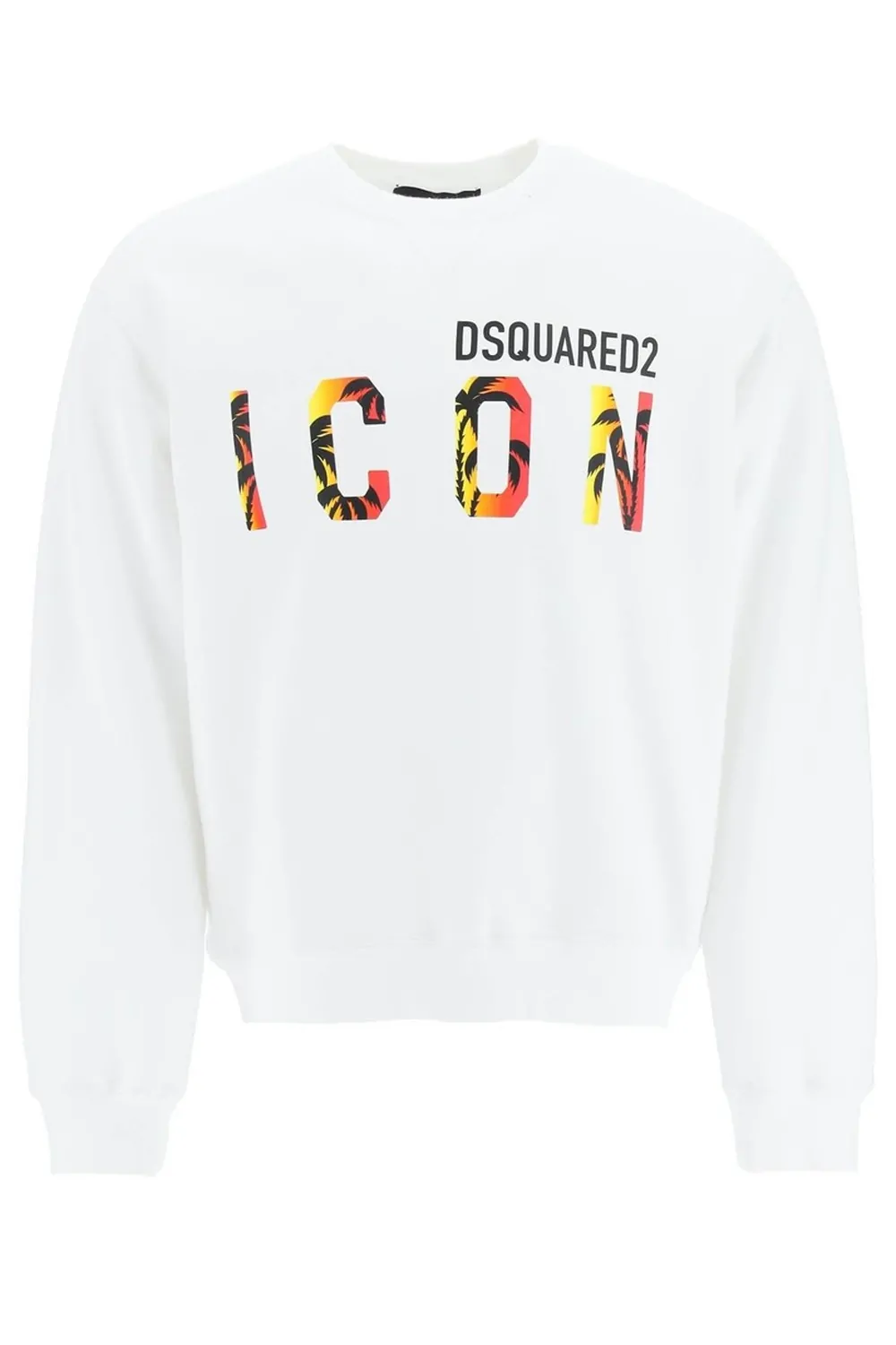 Мъжки суитшърт Dsquared2 ICON  Разноцветен надпис ICON  Бял