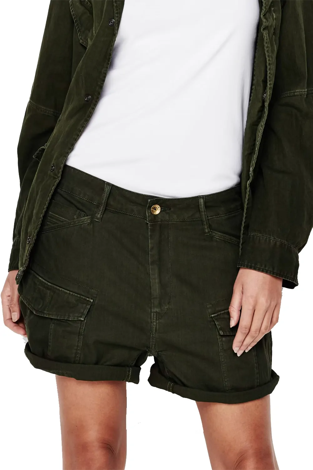 Дамски къси панталони G-Star RAW Rovic 9779581 16113-35, Boyfriend Fit, Lt Wt Diamond Denim OD, Памук, W25, Тъмнозелен