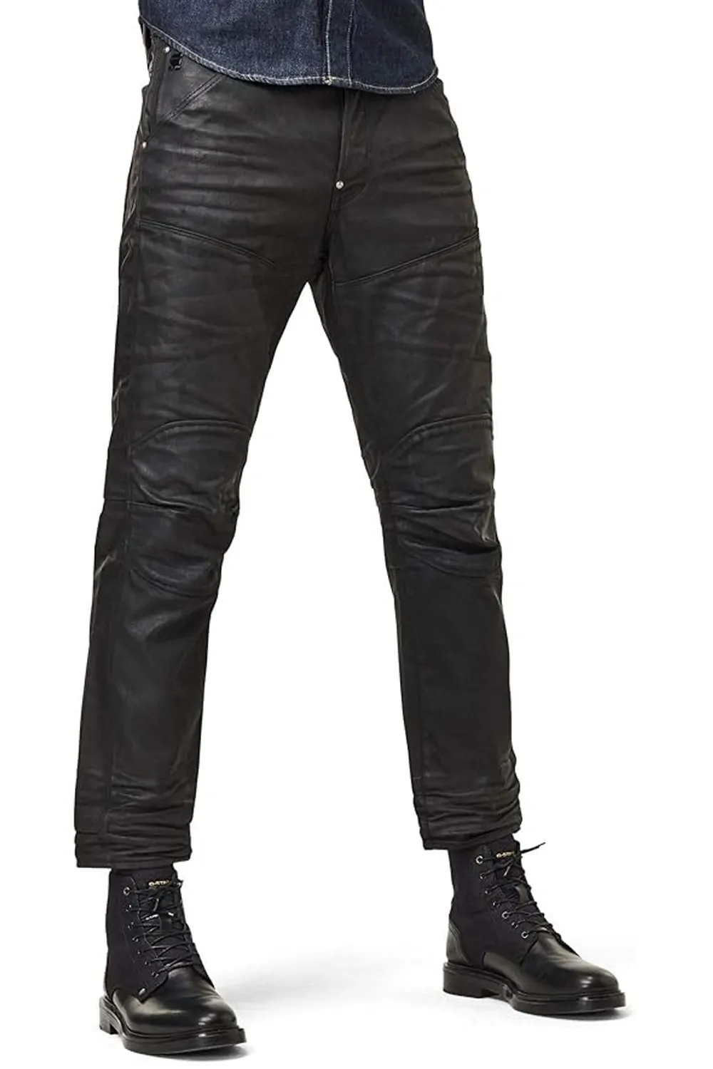 Дамски кожен панталон G‑Star RAW 5620 Leather Tapered 7007549 16113-33  Естествена овча кожа  Средна талия  Стеснен крачол  W25‑L30  Черен