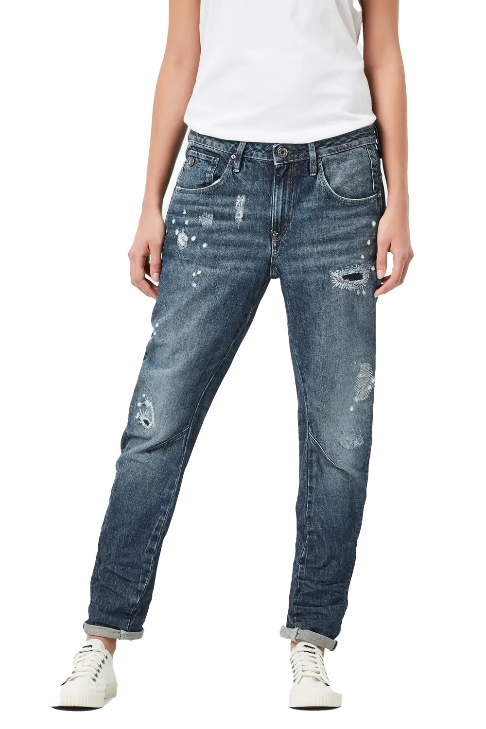 Дамски дънки G-Star RAW Arc 3D Low Waist Boyfriend, Ниска талия, Леко стеснен крачол, Син