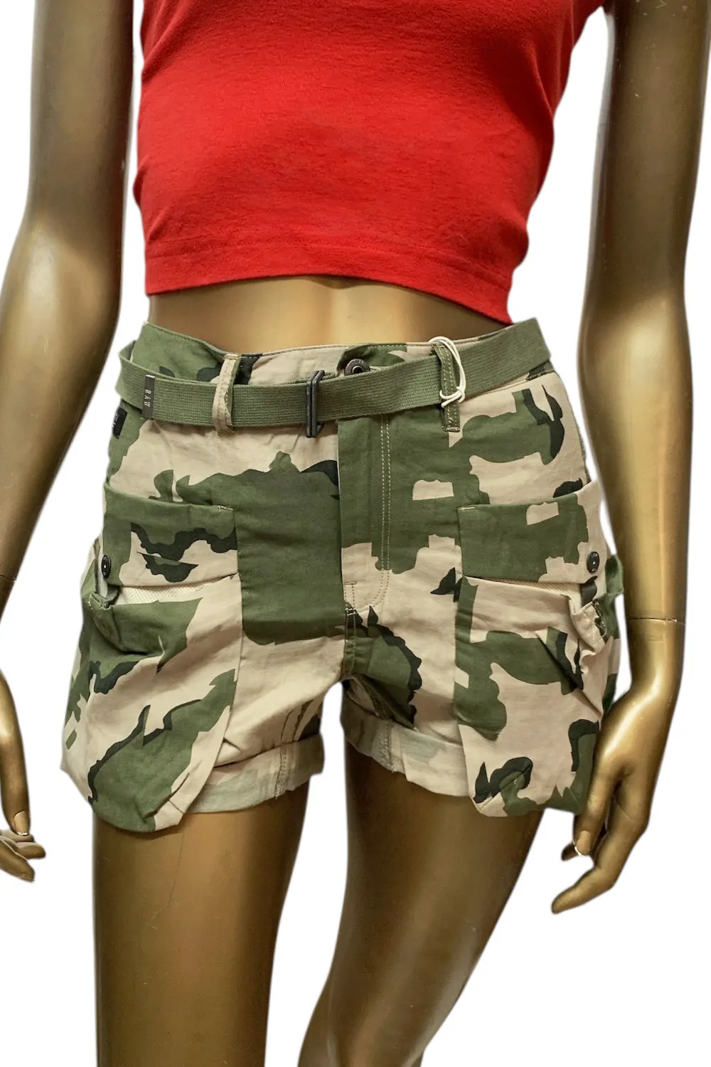 Дамски къси панталони G-Star RAW Lorin Camou 2547824 16113-38  Камуфлажен принт  Вискоза  W26  Каки