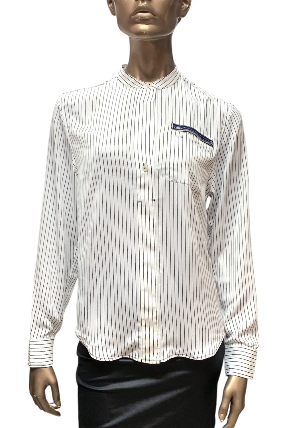 Дамска риза G-Star RAW PERLITE 1 2 Placket BF Shirt 7542280 16113-46  Light Weight Crepe Wide Pinstripe AO  S  Бял Тъмносин