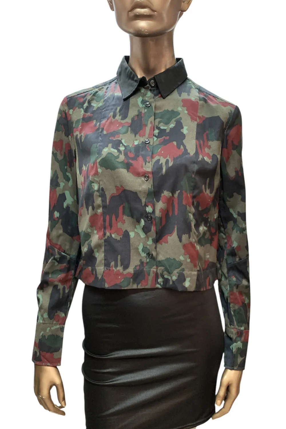 Дамска риза G-Star RAW VODAN Cropped Shirt 9188077 16113-46  Mata Twill Alpenflage AO  S  Зелен