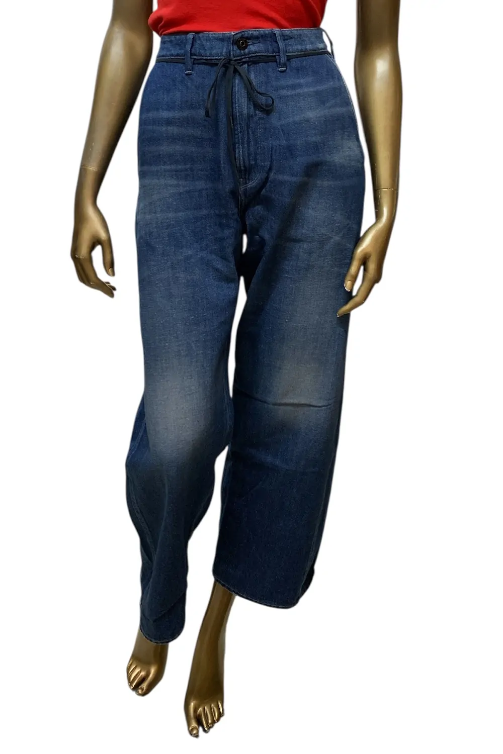 Дамски дънки G‑Star RAW Lintell High Dad 1598587 16113‑41  Висока талия  Широк крачол  Свбодна кройка  Регулируем колан  W27‑L32  Син