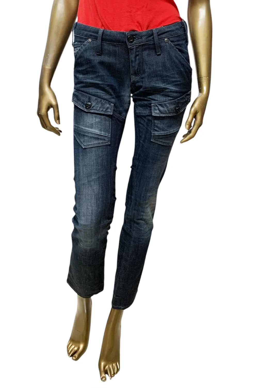 Дамски дънки G‑Star RAW Storm 5620 Tapered 2135065 16113‑41  Средна талия  Стеснен крачол  Регулируем колан  W27‑L32  Син