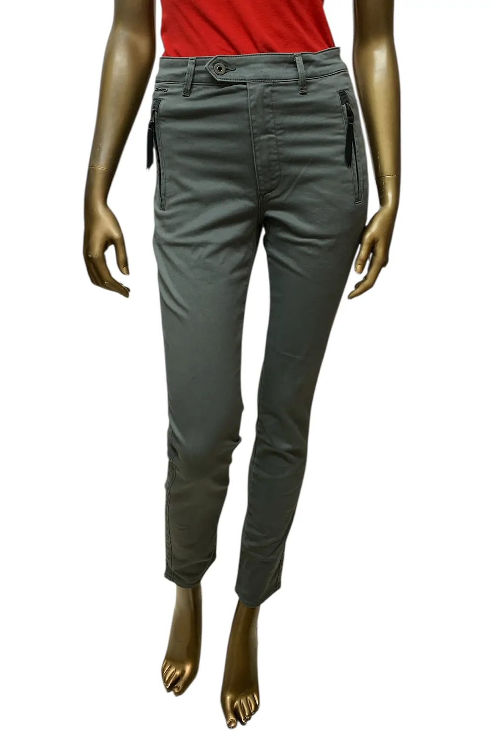 Дамски дънки G‑Star RAW Weld High Slim Chino 9855203 16113‑41  Висока талия  Стеснен крачол  W27‑L32  Сиво-зелен