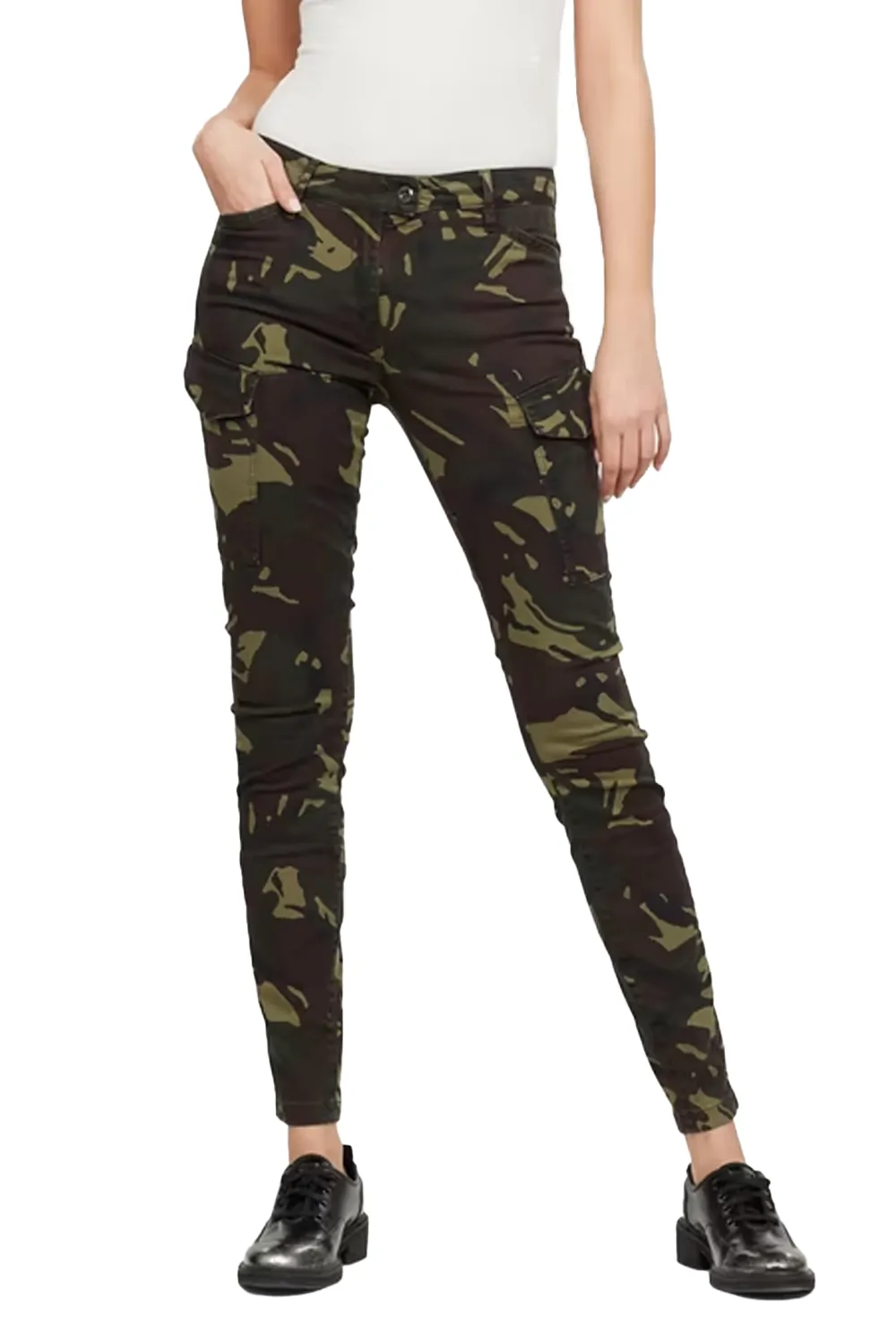Дамски карго панталони G‑Star RAW Blossite Army High Skinny 8909167 16113-45  Висока талия  Стеснен крачол  W27‑L32  Тъмнозелен
