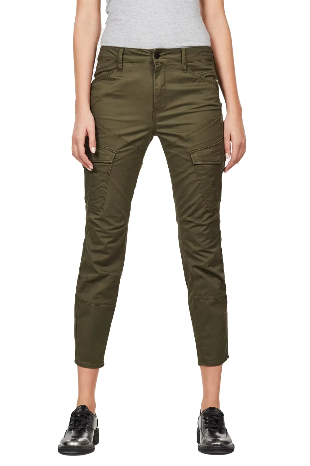 Дамски карго панталони G‑Star RAW Rovic Mid Waist Skinny Cargo Pant 7796610 16113‑45  Средна талия  Стеснен крачол   W26‑L30  Тъмнозелен