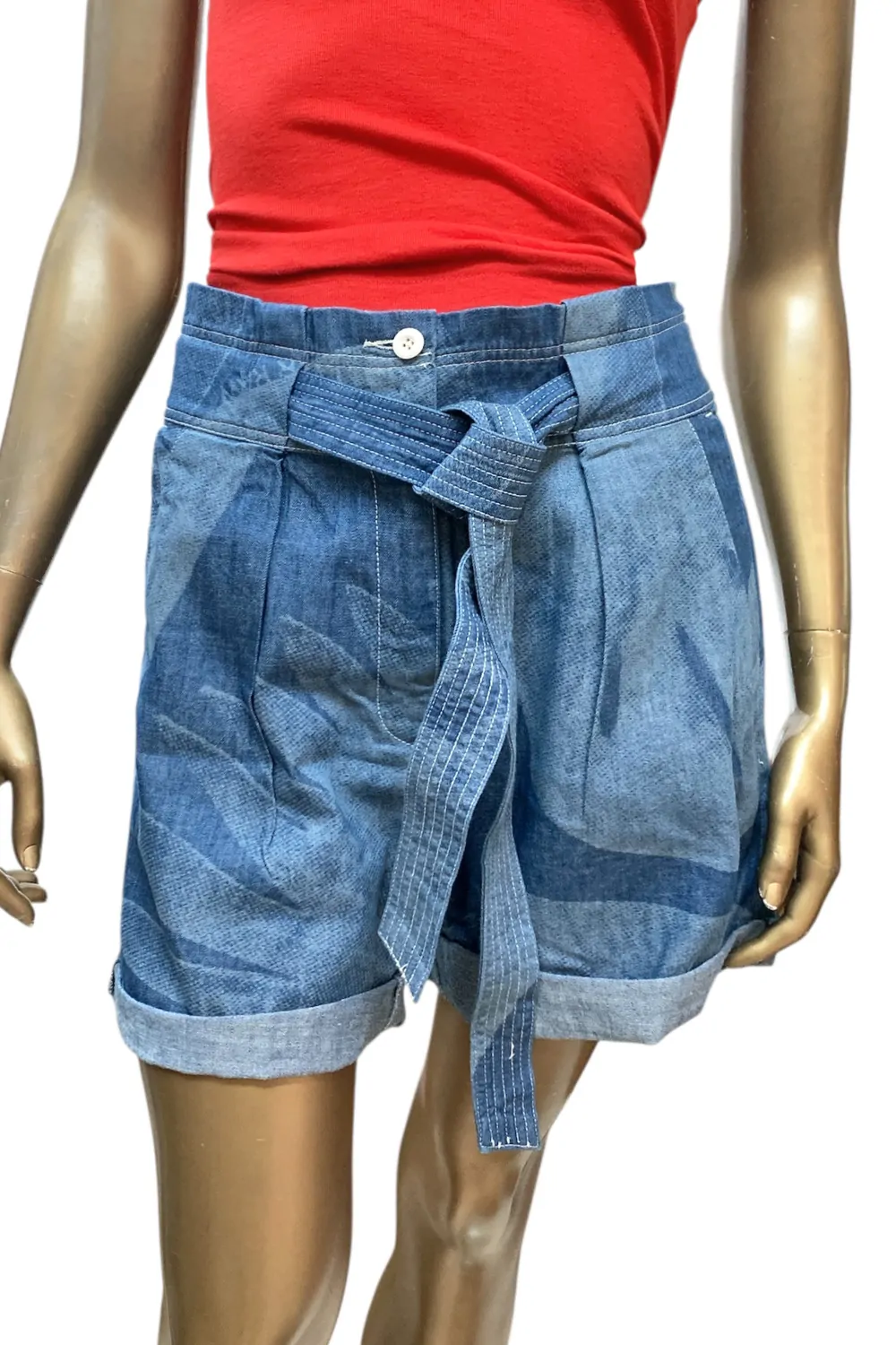 Дамски къси панталони G-Star RAW Bristum Paperbag 4839680 16113-42  Висока талия  Памук  W26  Син