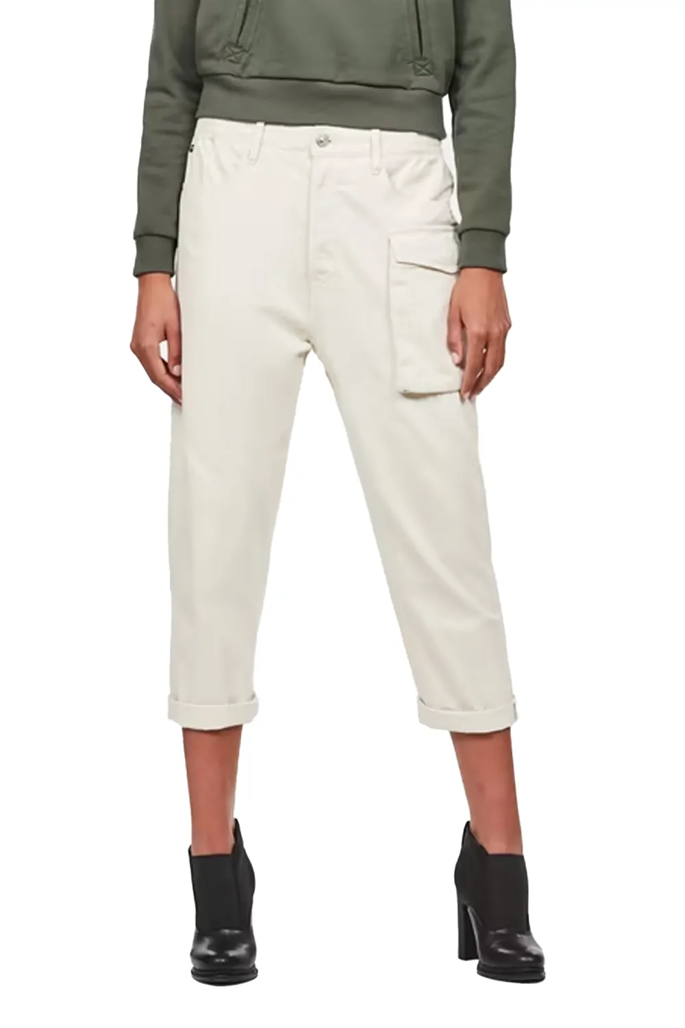 Дамски панталони G‑Star RAW Tendric 3D Mid Boyfriend 8689759 16113‑43, Средна талия, Свободен крачол, W31‑L32, Бял