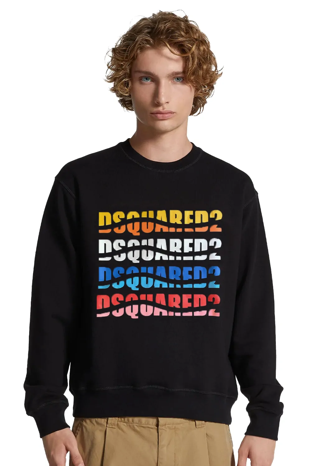Мъжки суитшърт Dsquared2 57457-C 16040 DC  С многоцветно лого  Памук  Черен