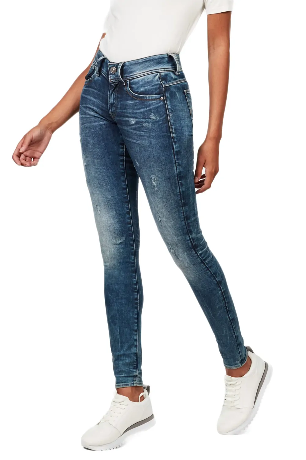 Дамски дънки G-Star RAW Lynn Mid Waist Skinny  Elto Superstretch  Памук  Син
