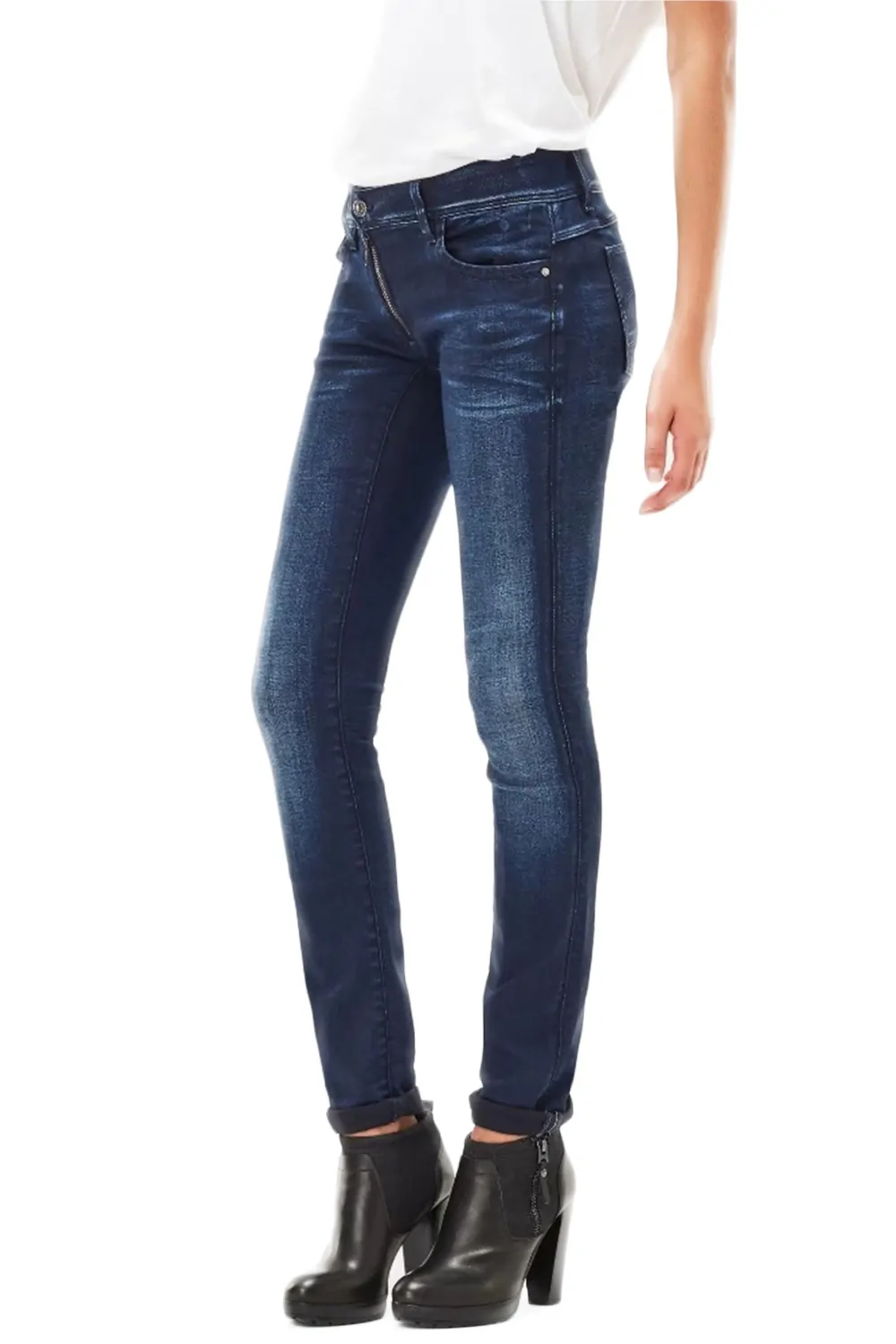 Дамски дънки G-Star RAW Lynn Zip Mid Skinny  Slander Blue Recycled Superstretch  Син