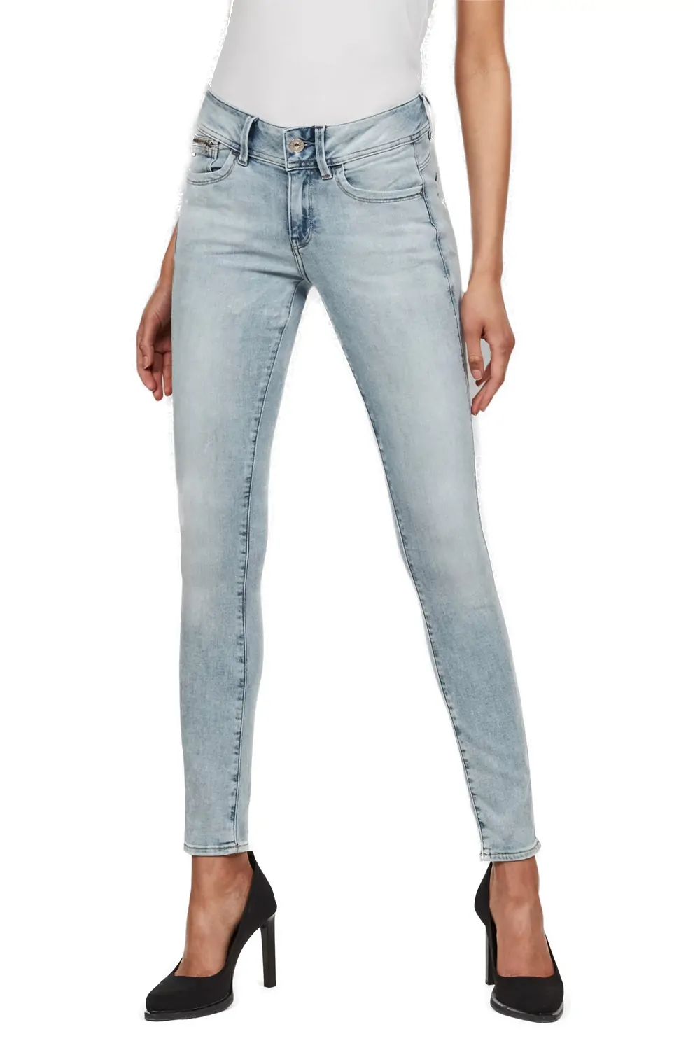Дамски дънки G-Star RAW Lynn Zip Pocket Mid Waist Skinny 9507755 16113-18, Elto Superstretch, Памук, W30-L32, Светлосин