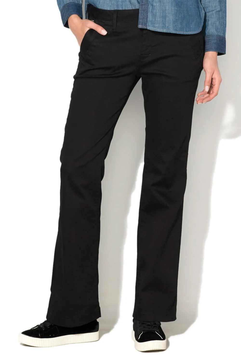 Дамски панталони G-Star RAW Bronson Low Boyfriend Flare  Cllex Superstretch  Памук  Черен