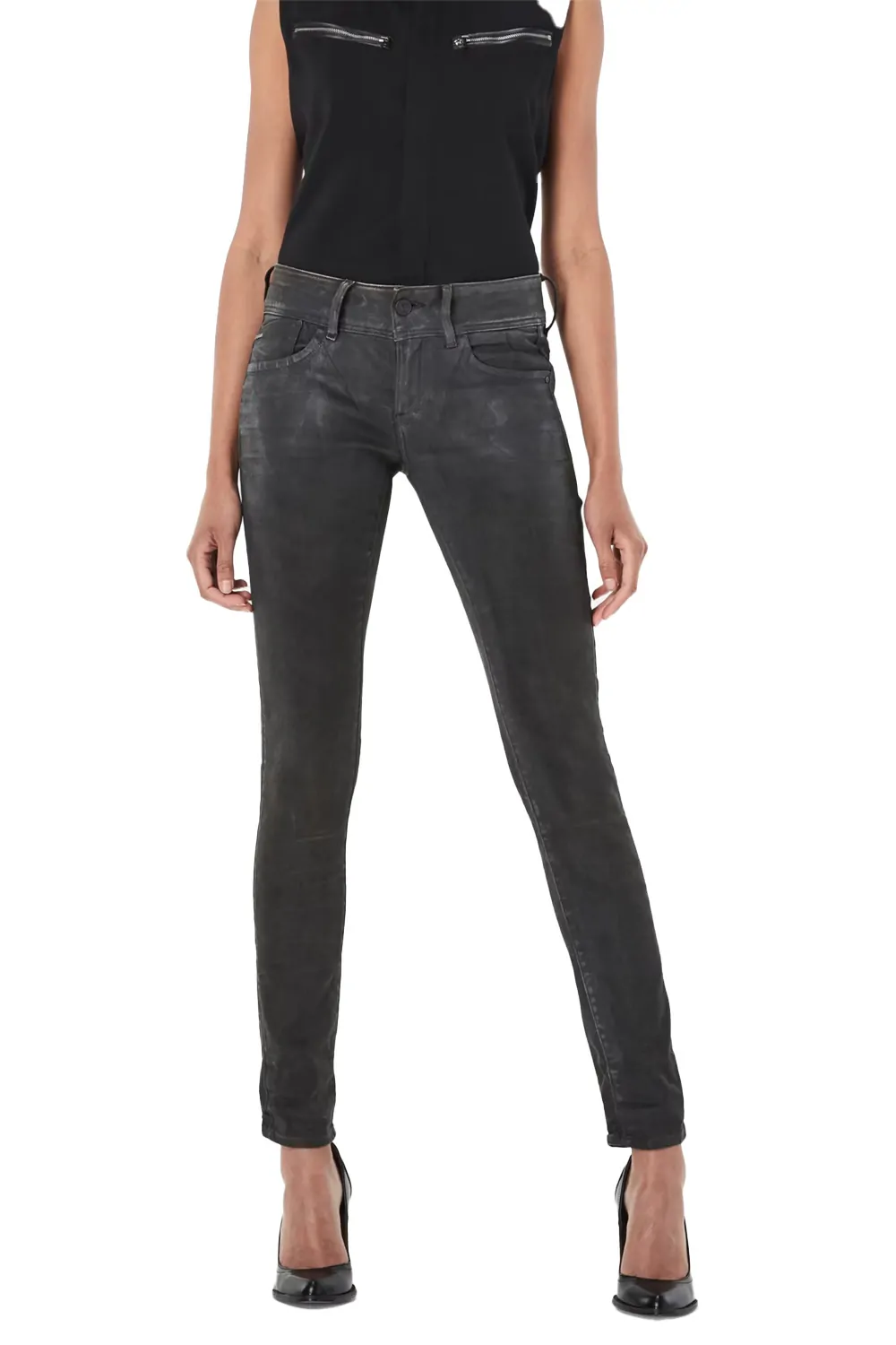 Дамски дънки G-Star RAW Lynn Mid Skinny 4447009 16113-18  Slander Black Super Stretch  Памук  W30-L30  Черен
