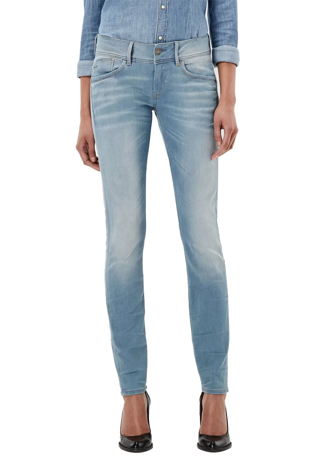 Дамски дънки G-Star RAW Lynn Mid Skinny 9069958 16113-18  Mauro Stretch Denim  Памук  W26-L32  Светлосин