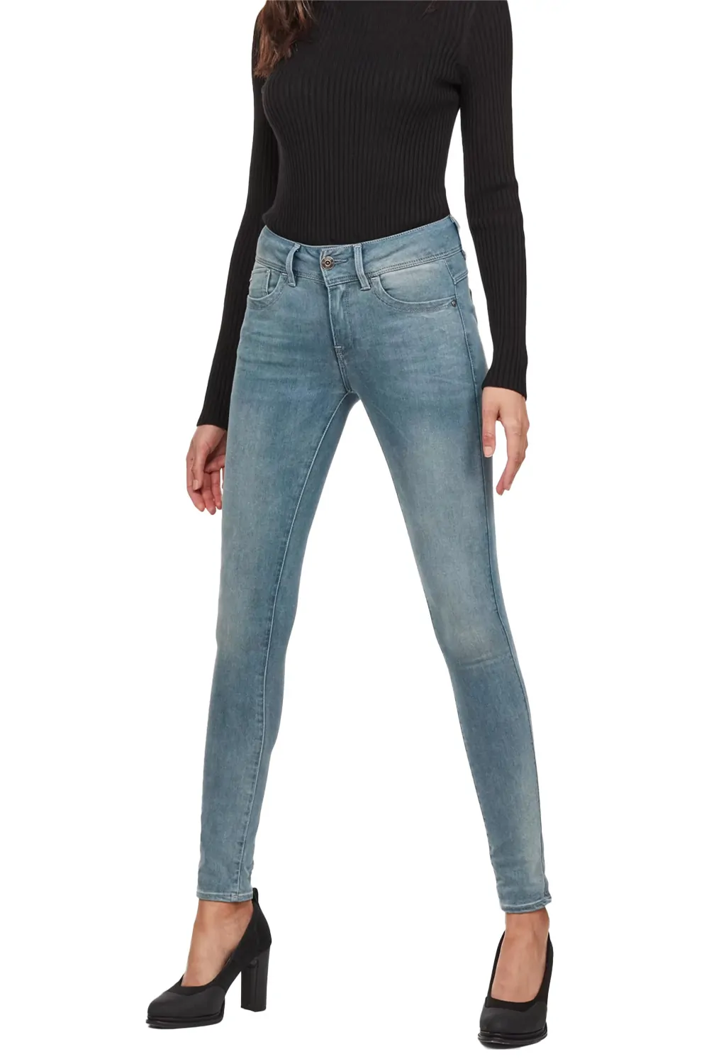 Дамски дънки G-Star RAW Lynn Mid Skinny 7596412 16113-18  Elto Petrol Superstretch  Памук  W27-L32  Светлосин