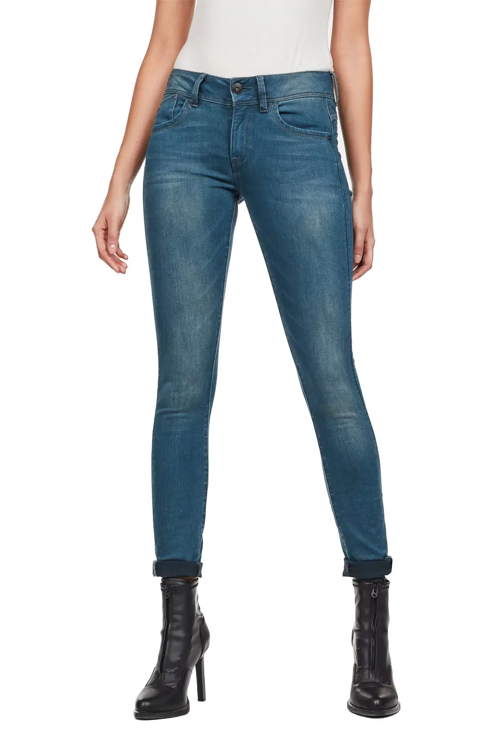 Дамски дънки G-Star RAW Lynn Mid Skinny 7965157 16113-18  Elto Petrol Superstretch  Памук  W27-L32  Син