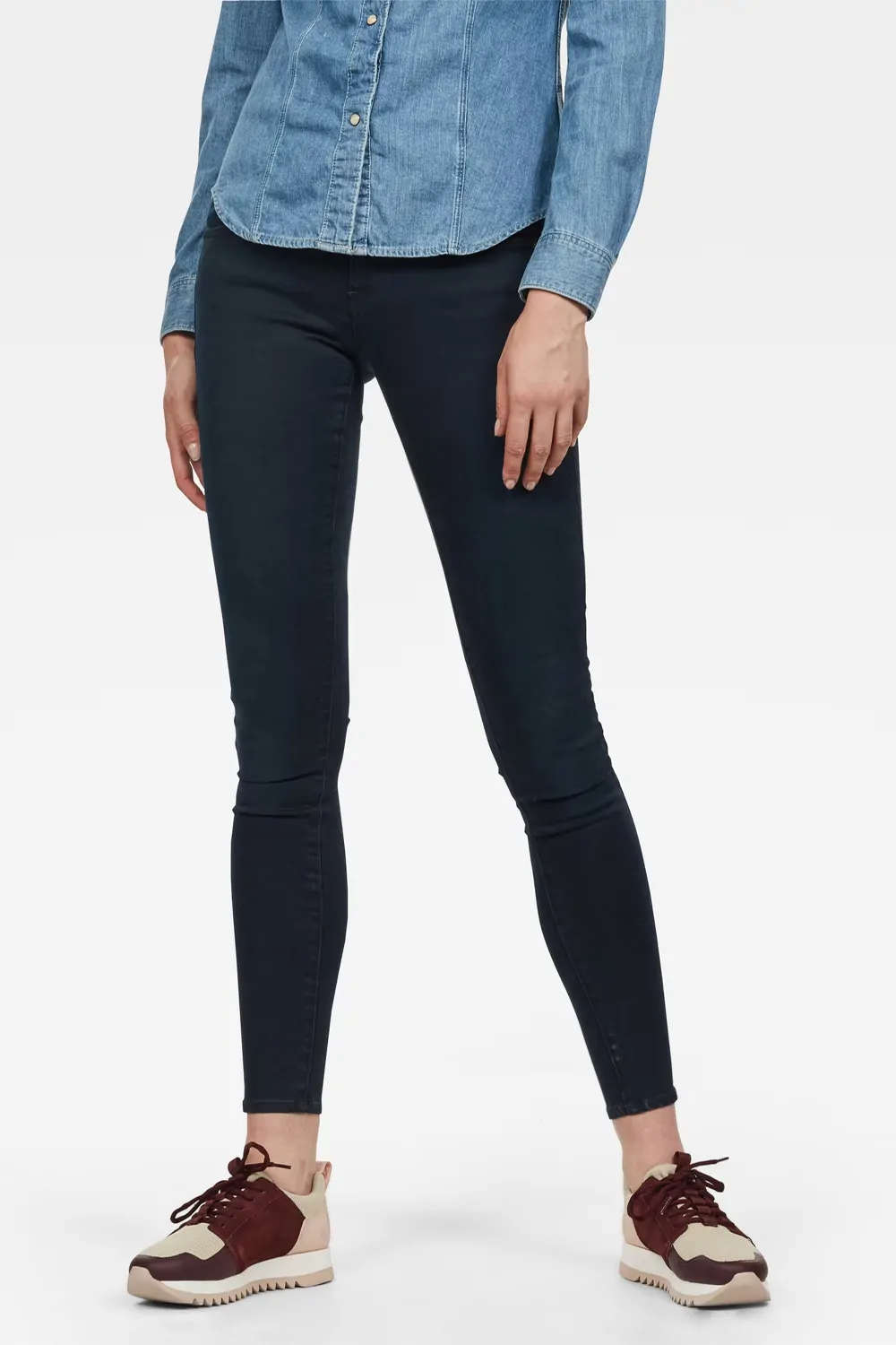 Дамски дънки G-Star RAW Lynn Mid Super Skinny 8018647 16113-25  Filex Ultimate Stretch  Памук  W27-L32  Тъмносин