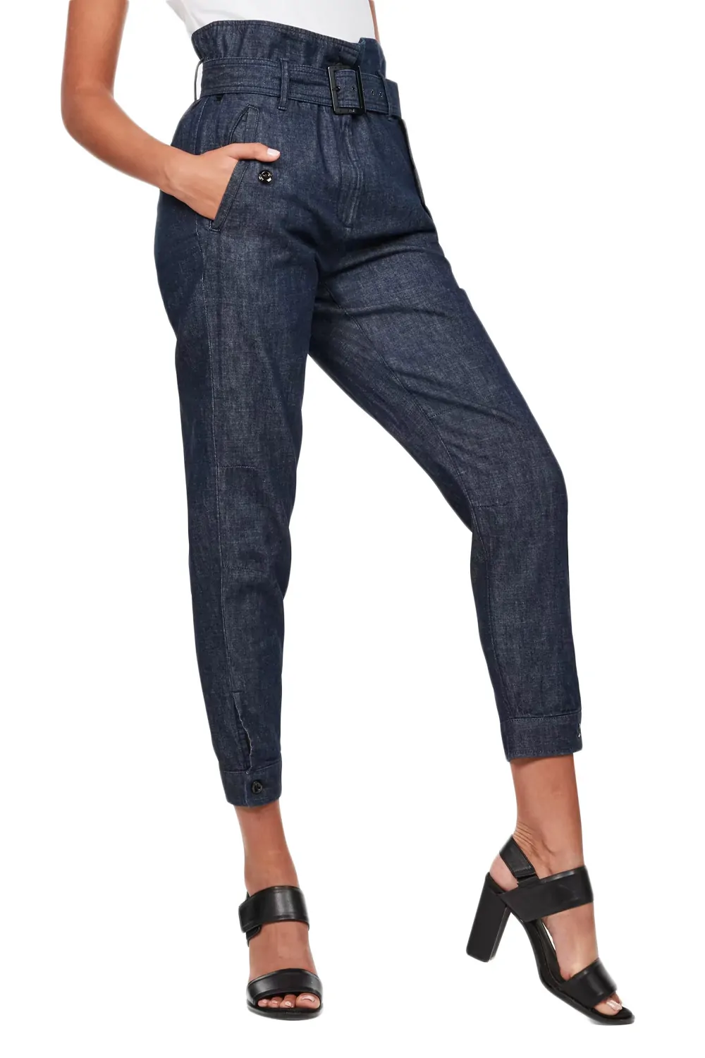 Дамски дънки G-Star RAW Rovic High Waist Paperbag Pant 4408954 16113-20  Light Weight Craser 7 OZ Denim  Памук  W28-L32  Тъмносин