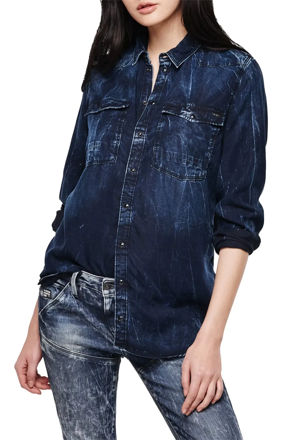 Дамска риза G-Star RAW Remi Raw Boyfriend Shirt 2891002 16113-42  Lightweight Mazarine Tencel  М  Тъмносин
