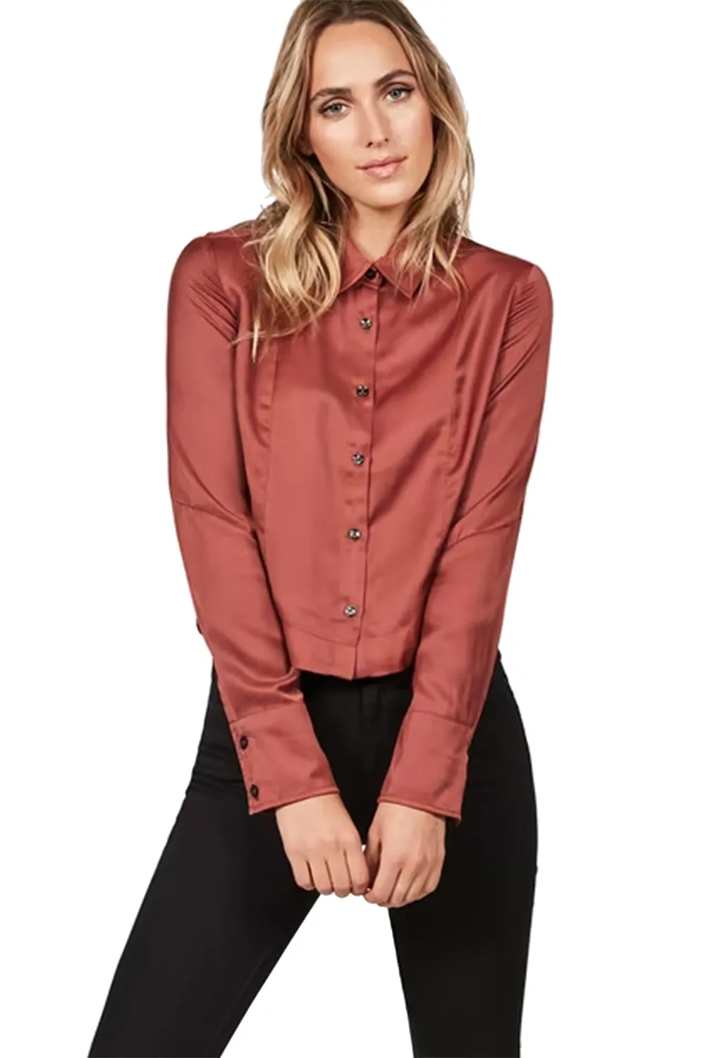 Дамска риза G-Star RAW Vodan DC Cropped Open Back Shirt  Mata Twill  Вискоза  Розов