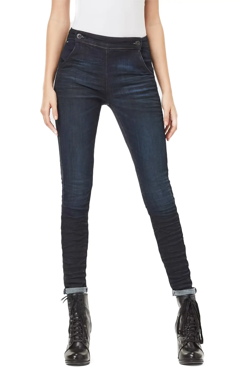 Дамски дънки G-Star RAW 5622 Navy High Skinny 7548880 16113-29  Elto Superstretch  Памук  W27-L32  Тъмносин