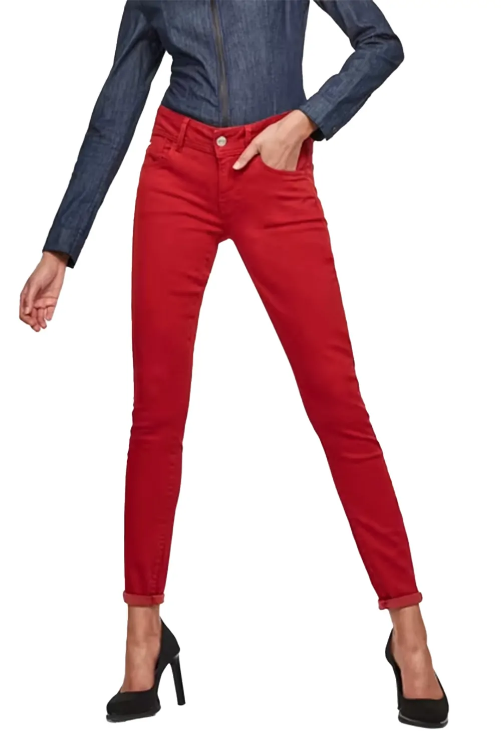 Дамски дънки G-Star RAW Lynn Mid Skinny 7057203 16113-29  Jalpo Superstretch Overdyed Fabric  Памук  W30-L28  Червен