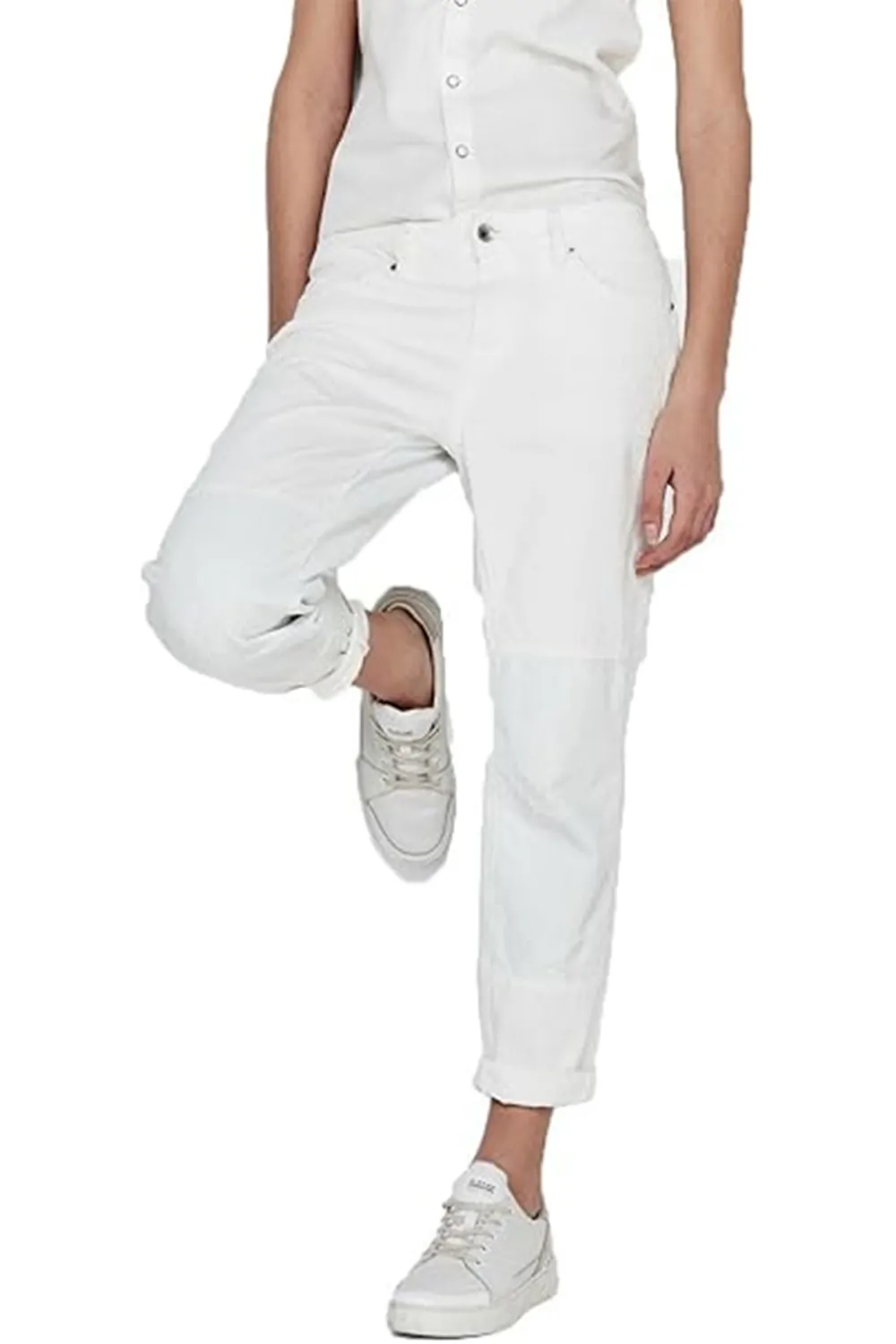 Дамски дънки G-Star RAW Midge Low Boyfriend 7 8 9937691 16113-29  Scatter White and Blue Denim  Памук  W27-L32  Бял