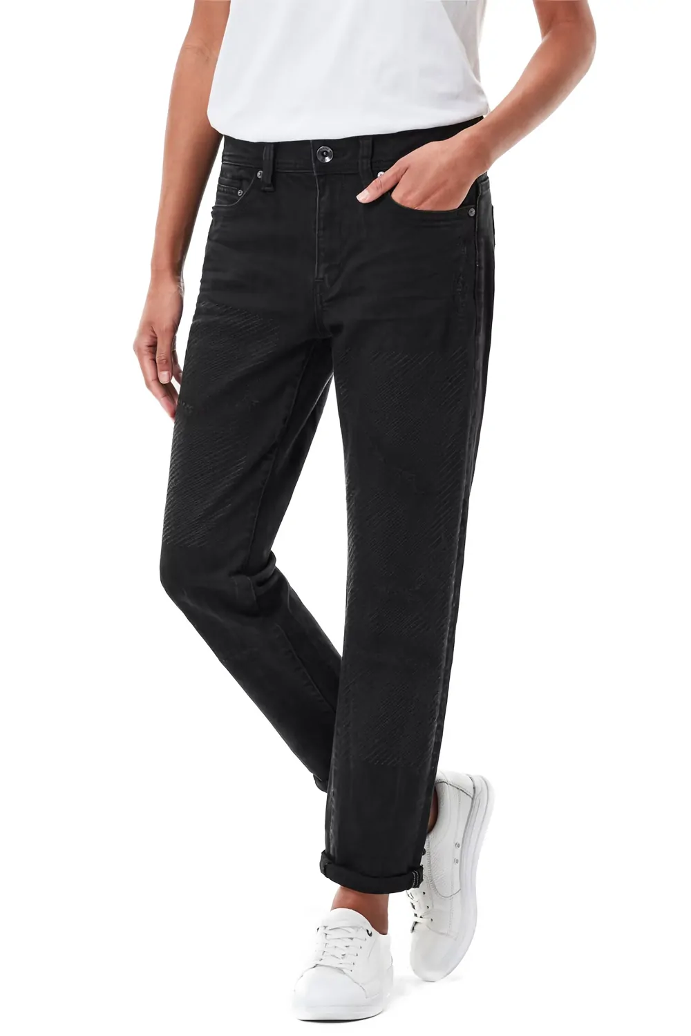 Дамски дънки G-Star RAW Midge Saddle Boyfriend  Black Edington Stretch  Памук  Черен