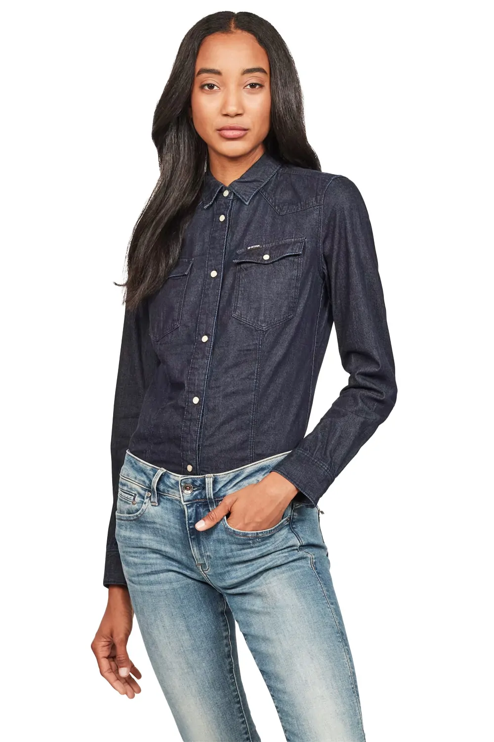 Дамска риза G-Star RAW 3301 Blouse 7820517 16113-44  Light Weight Craser 6 Oz Denim  Памук  S  Тъмносин