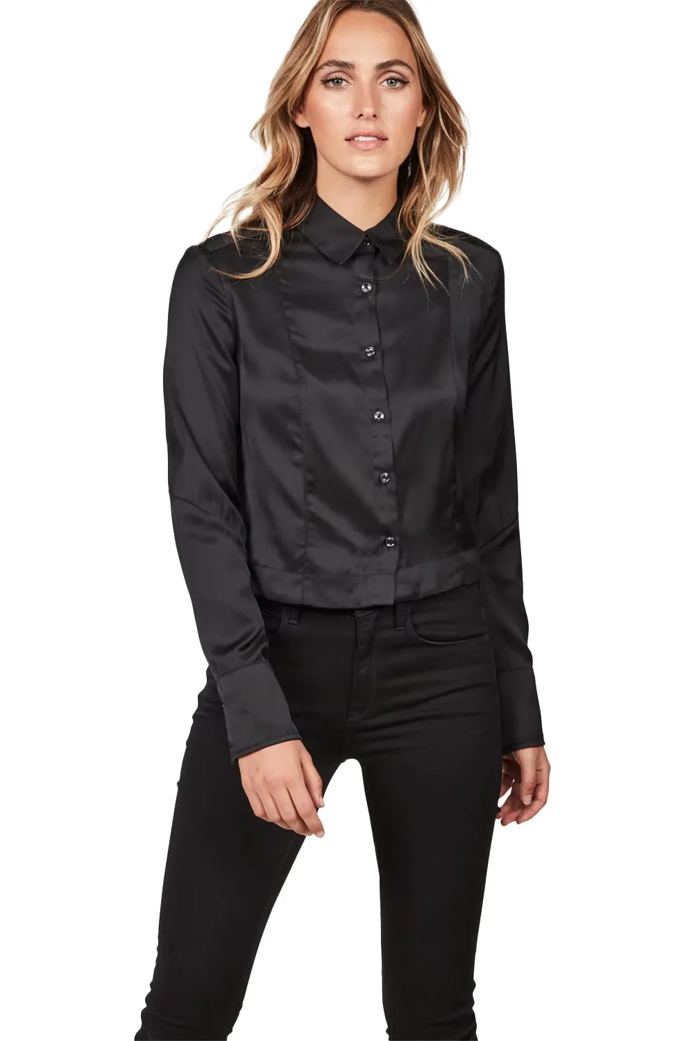 Дамска риза G-Star RAW Vodan DC Cropped Open Back Shirt 9843020 16113-44  Mata Twill  Вискоза  XS  Тъмносин Черен