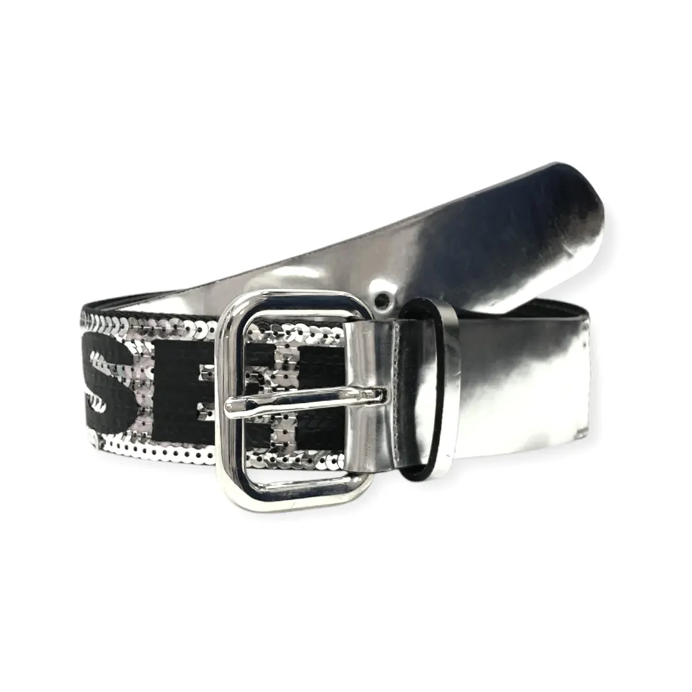 Дамски колан Diesel 7001755 16121-20  Chrome effect  Релефно лого  Текстил  100 cm  Сребрист