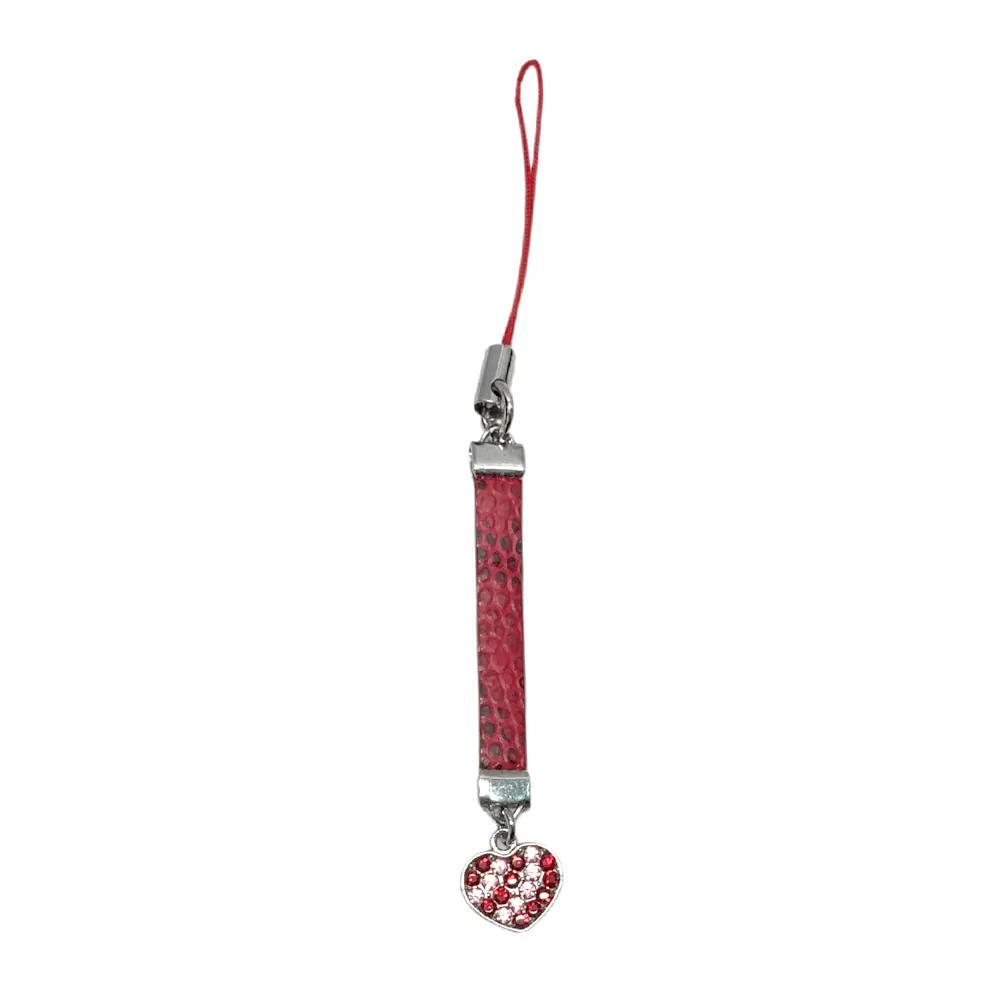 Декоративен phone charm Russ Berrie  93191-15 O  Сърце  За телефон  чанта  10 см  Червен Сребрист