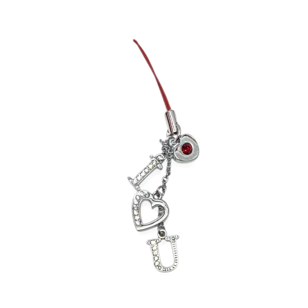Декоративен phone charm Russ Berrie  93191-6 O  висулки I LOVE YOU  За телефон  чанта  10 см  Сребрист