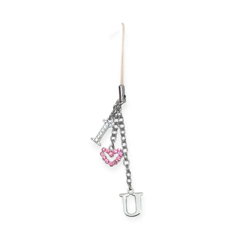 Декоративен phone charm Russ Berrie  93191-7 O  висулки I LOVE YOU  За телефон  чанта  10 см  Сребрист Розов