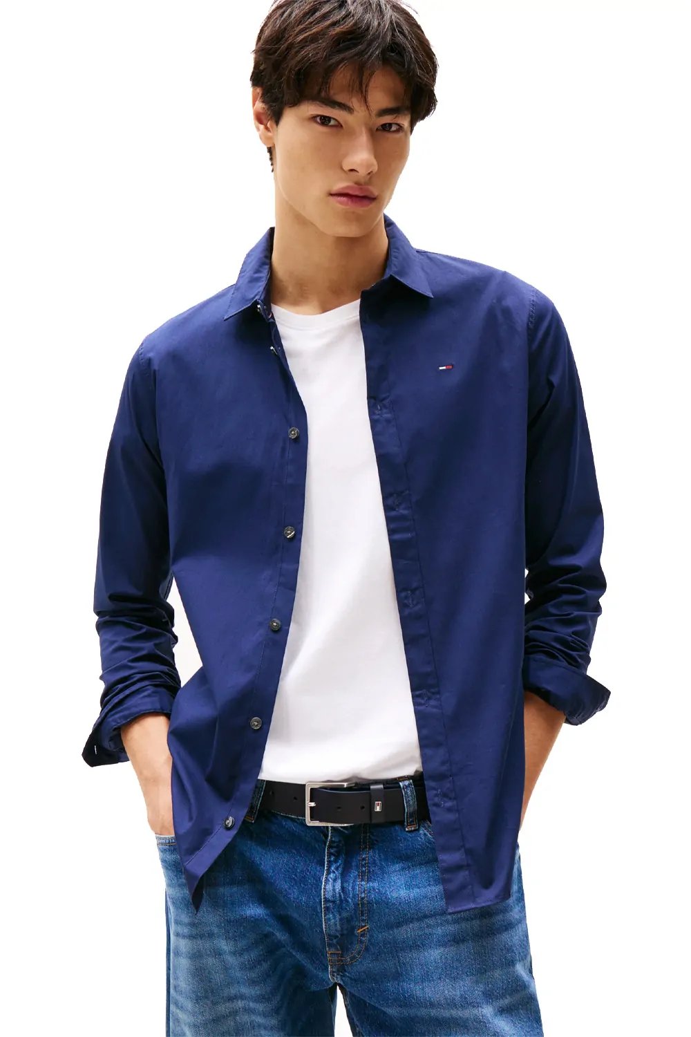 Мъжка риза Tommy Jeans Original Stretch Slim Fit Shirt 1014118 90-42  Памук  М  Тъмносин