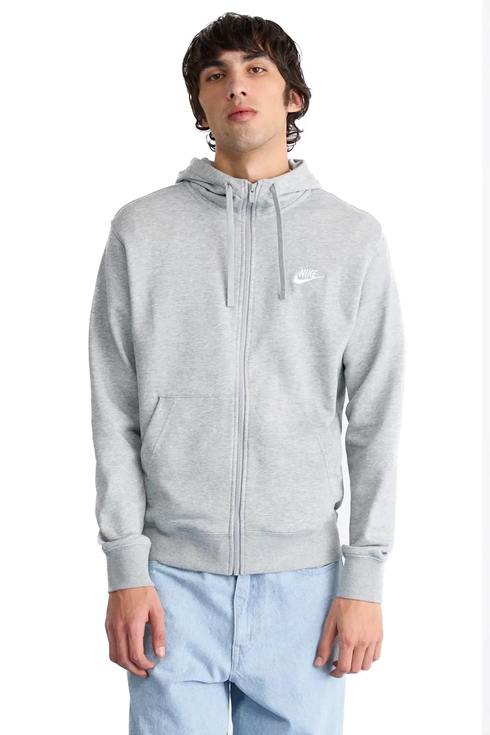 Мъжки суитшърт с цип Nike Sportswear Club 7702545 90-42  Качулка  Два странични джоба  Памук  M  Сив