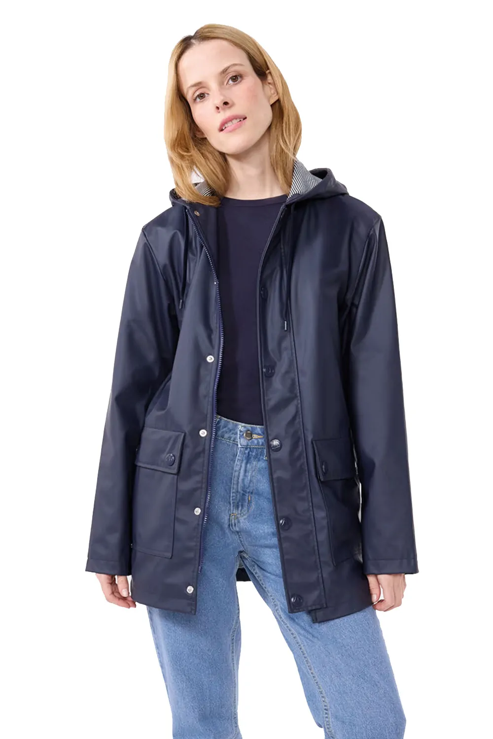 Дамски дъждобран Petit Bateau Iconic 2307804 90-46  Восъчно водоустойчиво покритие  XS  Тъмносин