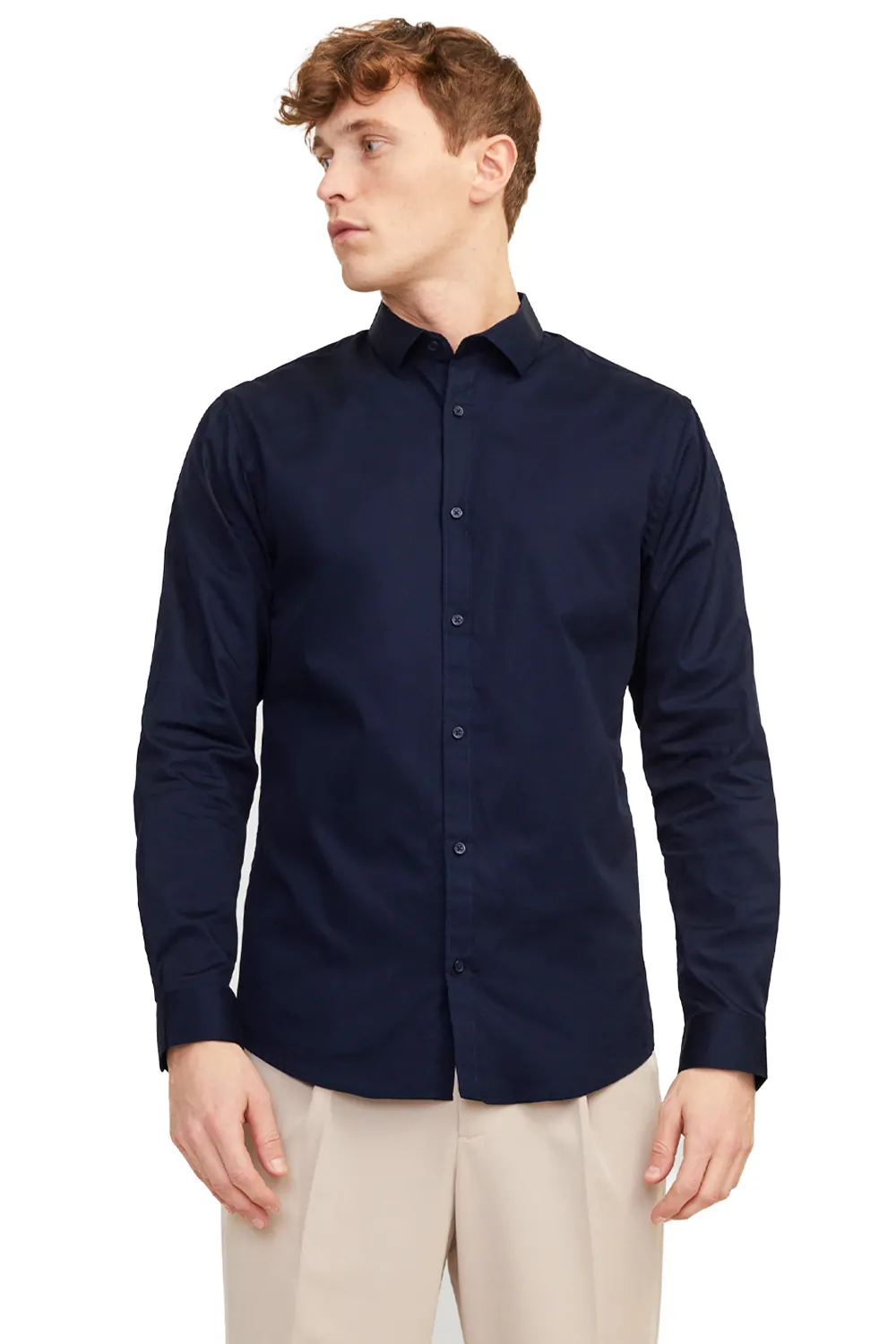 Мъжка риза Jack  amp  Jones JPRBLACardiff 6632239 90-46  Дълъг ръкав  Slim Fit  Памук  XL  Тъмносин