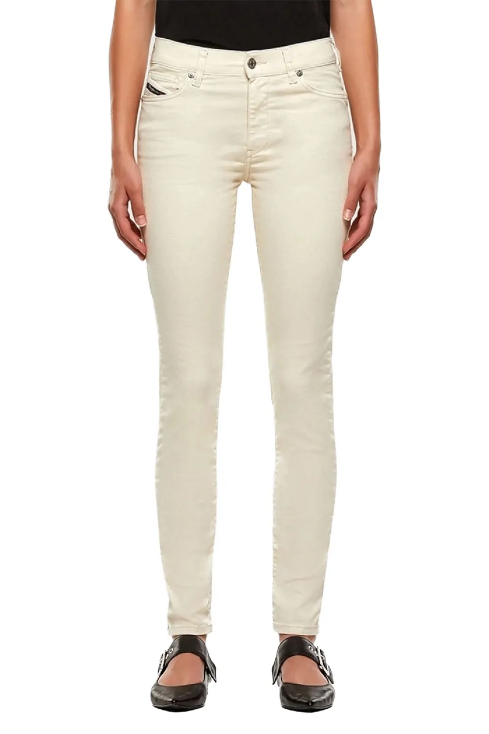 Дамски дънки Diesel D-Roisin Super Skinny Fit 2001348 16121-36  Regular Waist  Памук  W26  Бял