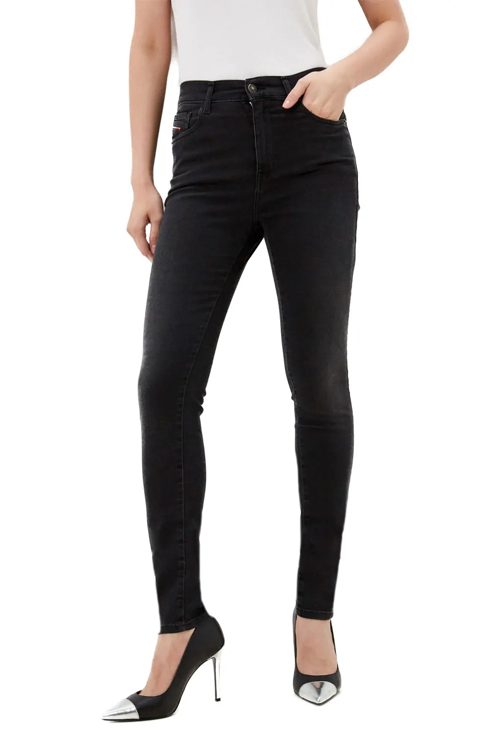 Дамски дънки Diesel 4235117  16121-37  Slim Fit  Висока талия  Памук  W26  Черен