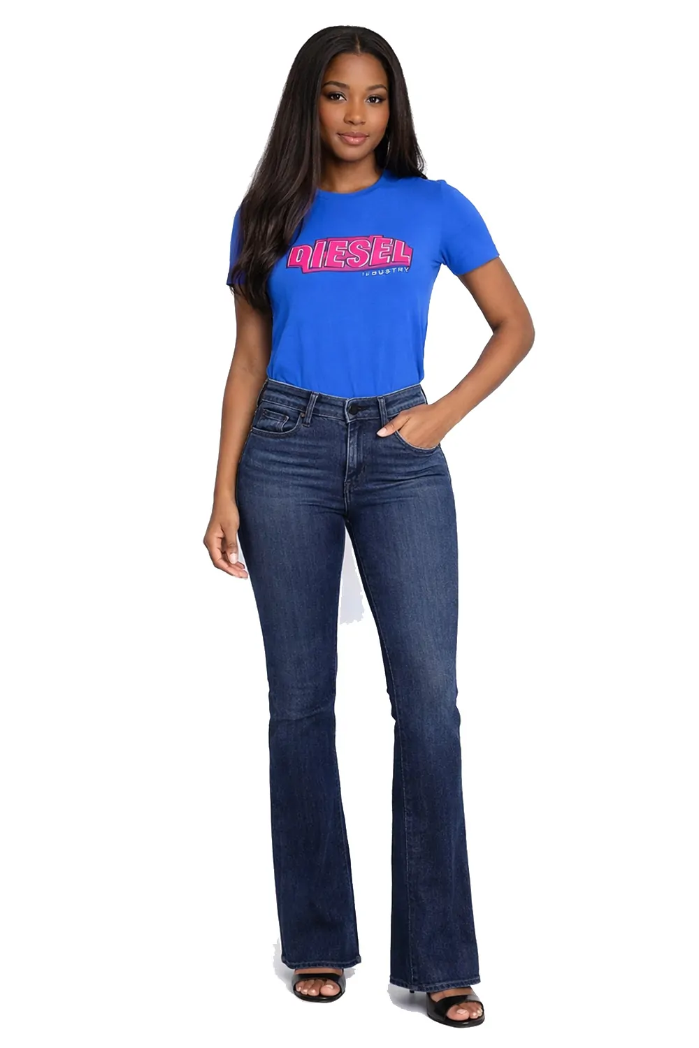 Дамски дънки Diesel Flare Fit 0011106  16121-39  Средна талия  Памук  W25  Тъмносин