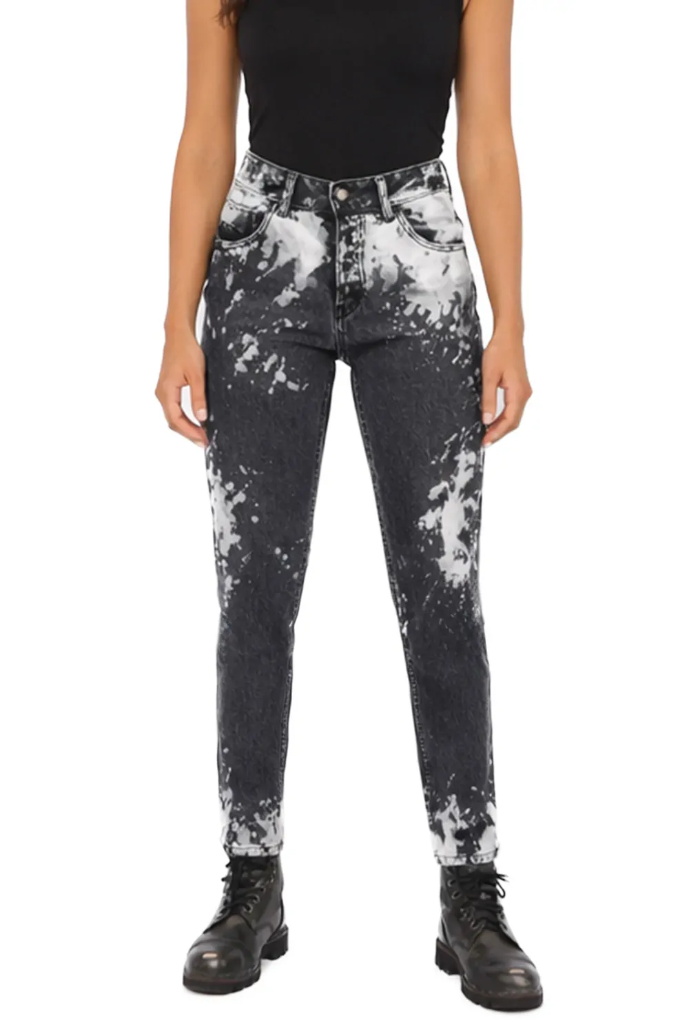 Дамски дънки Diesel Runway Tie-Dye Distressed 1001026  Slim-Fit кройка  Памук  XS  Черен Бял  16121-42
