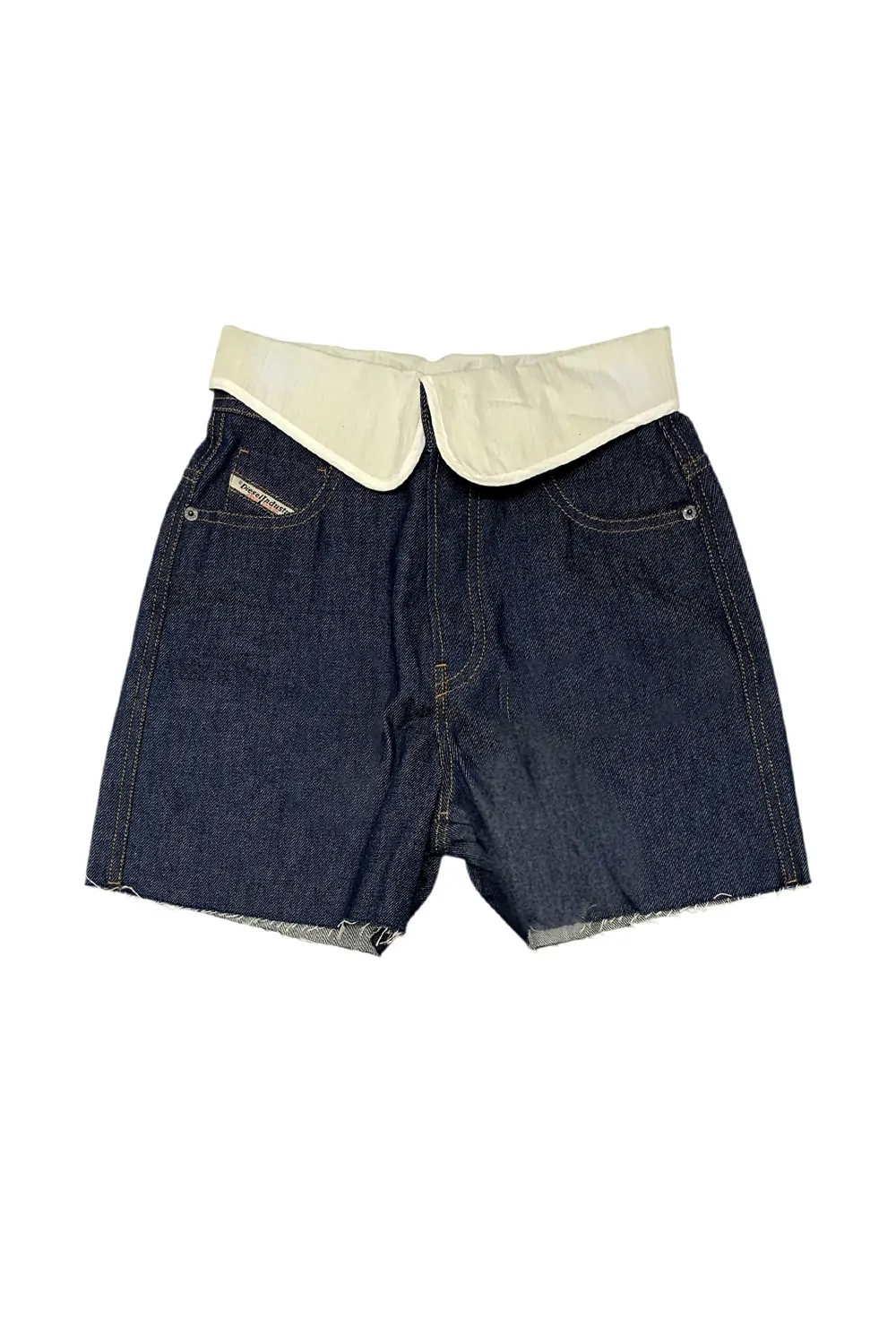 Дамски къси дънкови панталони Diesel 7001065  16121-37  High Waist  Контрастна талия  Памук  S  Тъмносин