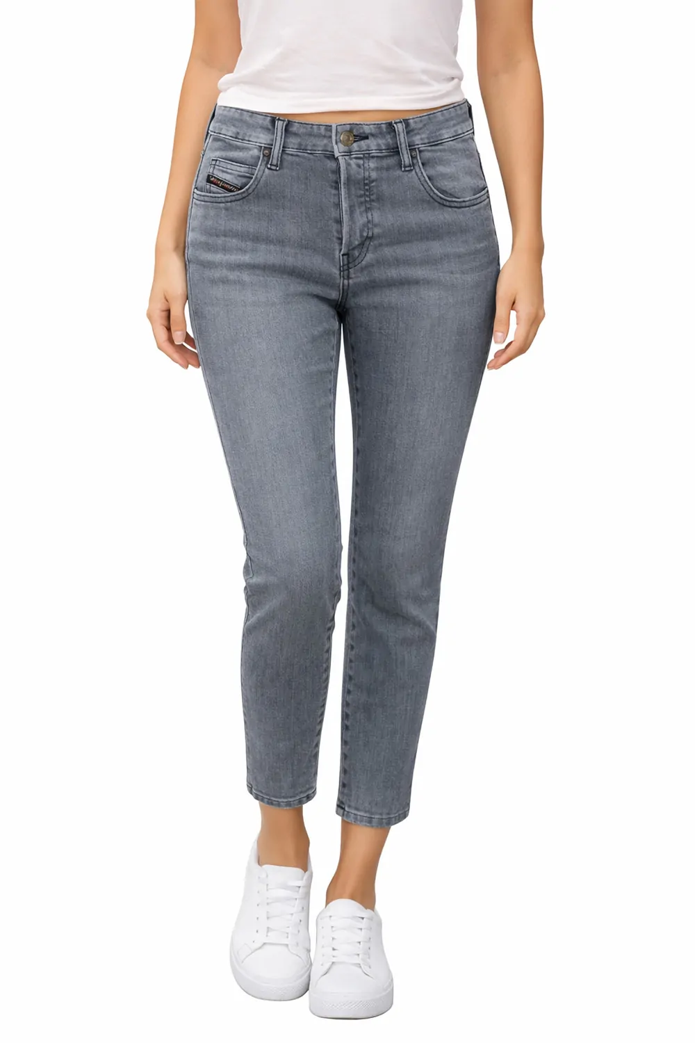 Дамски дънки Diesel Babhila 1231065  Slim Fit  Висока талия  Памук  W28  Сив  16121-44
