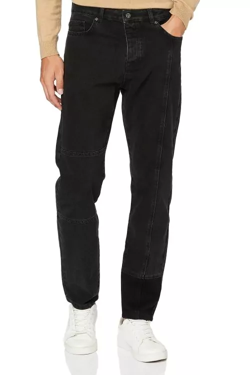 Мъжки дънки Find  Slim Fit  Контрастни асиметрични шевове  Памук  Черен