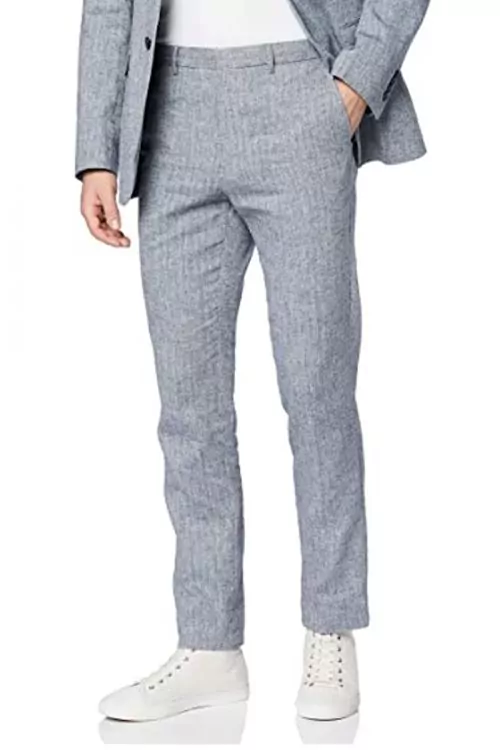 Мъжки панталон Find  Елегантен  Slim Fit  55  лен  Син