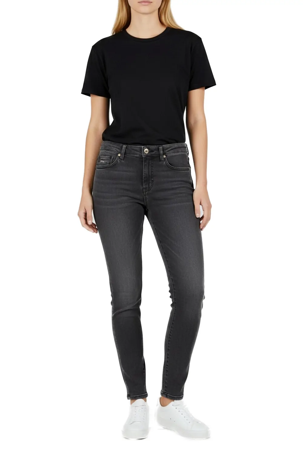 Дамски дънки Diesel 1231068  Skinny Slim Fit  Средна тали  Памук  W24  Тъмносив  16121-45